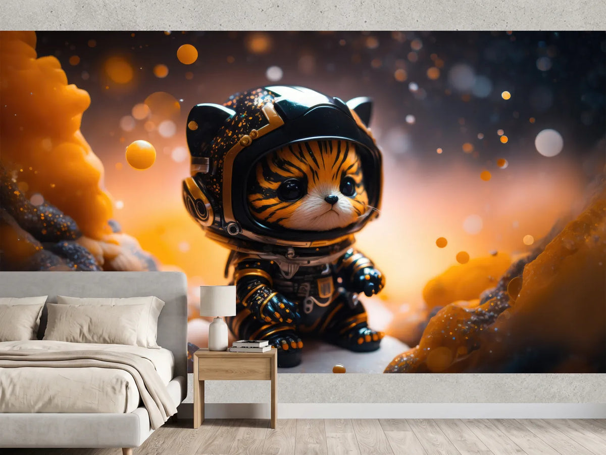 photo-wallpaper-tiger-cub-in-a-space-suit-amid-golden-cosmic-sparkle