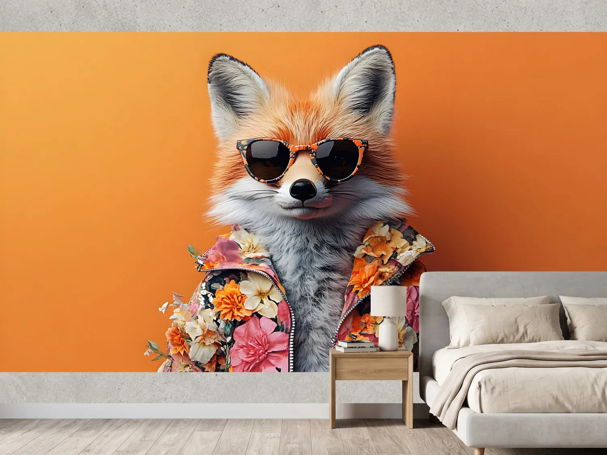 photo-wallpaper-fox-in-sunglasses-and-a-floral-jacket-on-bold-orange