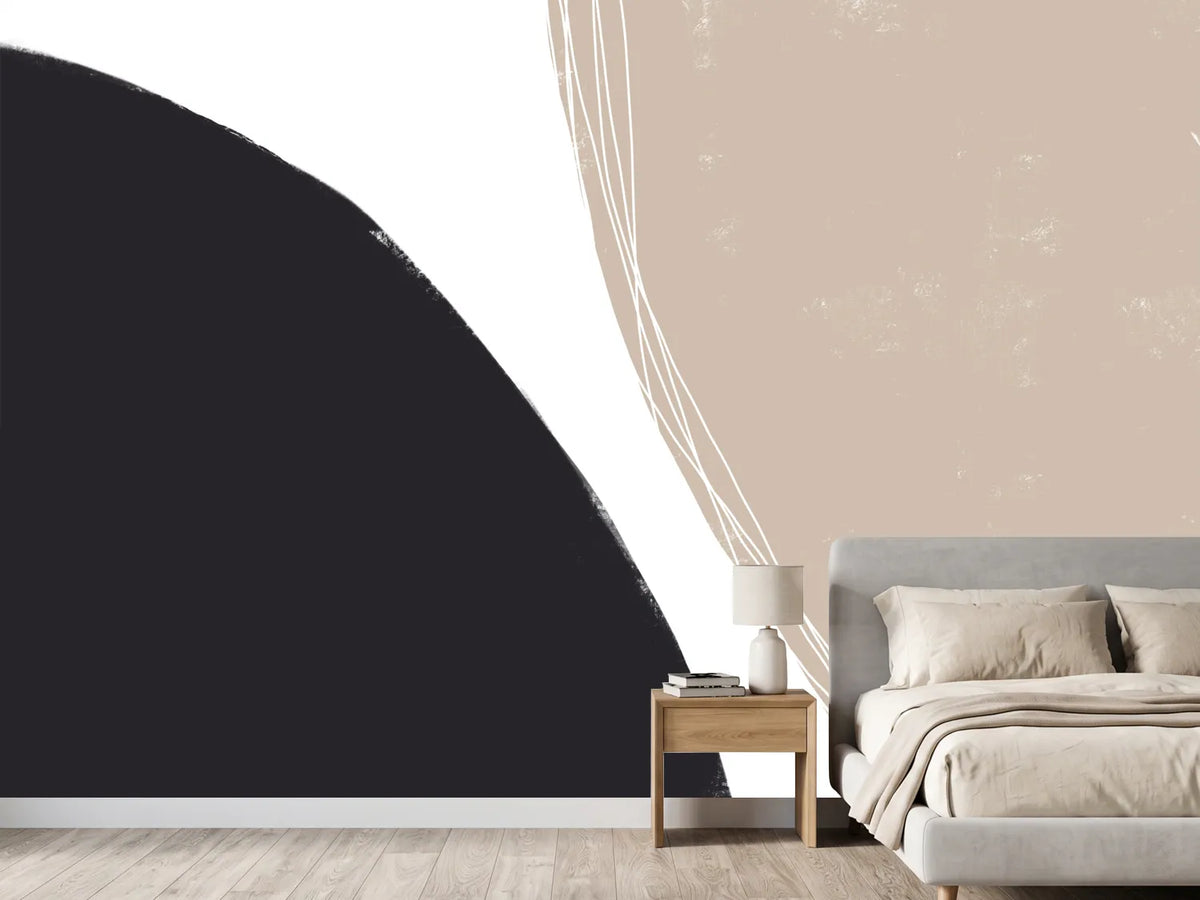 photo-wallpaper-black-and-beige-organic-shapes