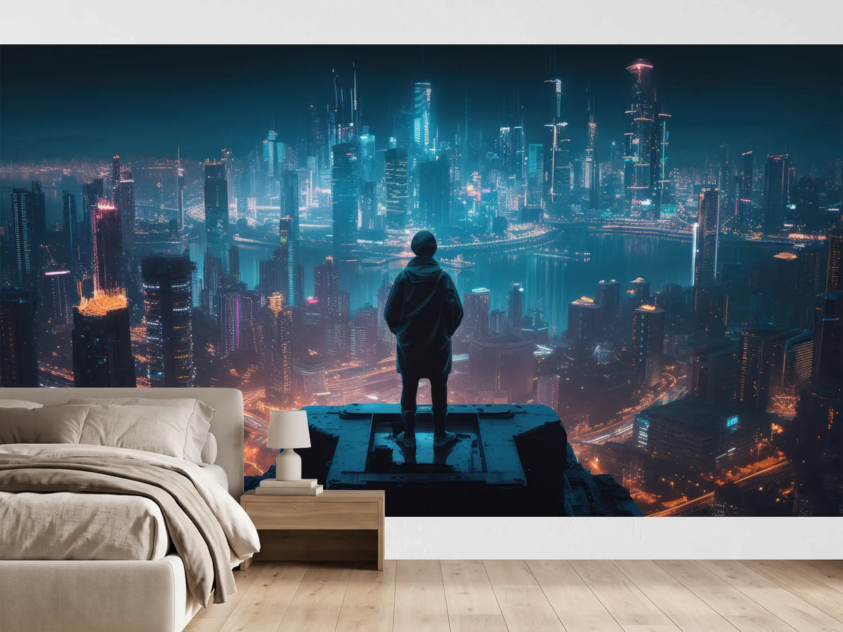 photo-wallpaper-silhouette-above-a-neon-blue-megacity-at-night