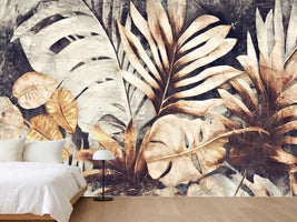 photo-wallpaper-golden-tropical-leaves