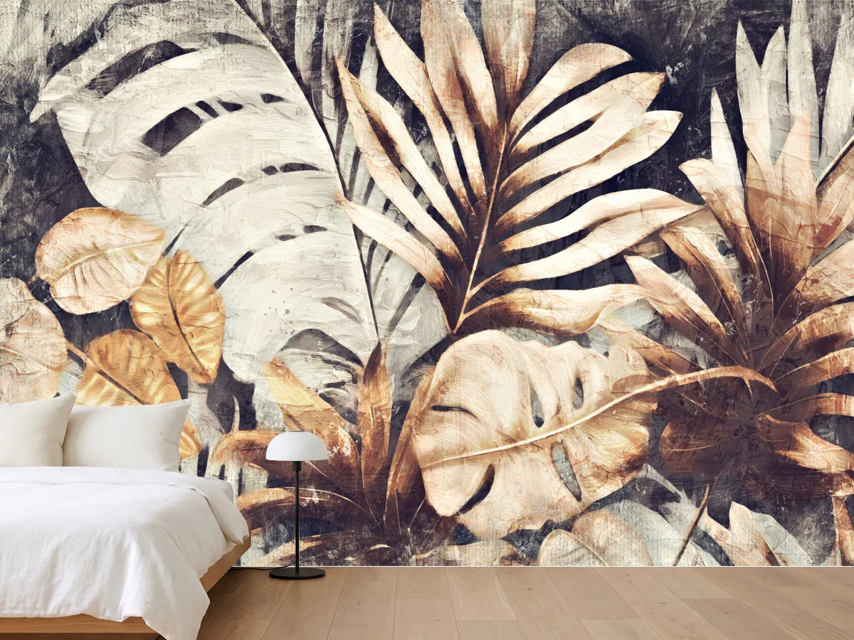 photo-wallpaper-golden-tropical-leaves