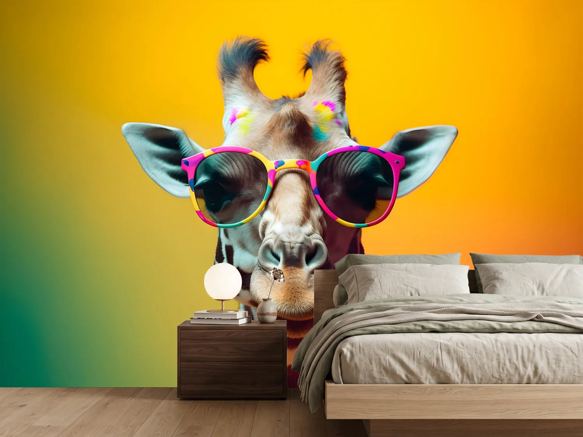 photo-wallpaper-giraffe-in-bright-sunglasses-against-a-vivid-yellow-backdrop