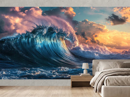 photo-wallpaper-turquoise-breaking-wave-under-a-glowing-sunset-sky