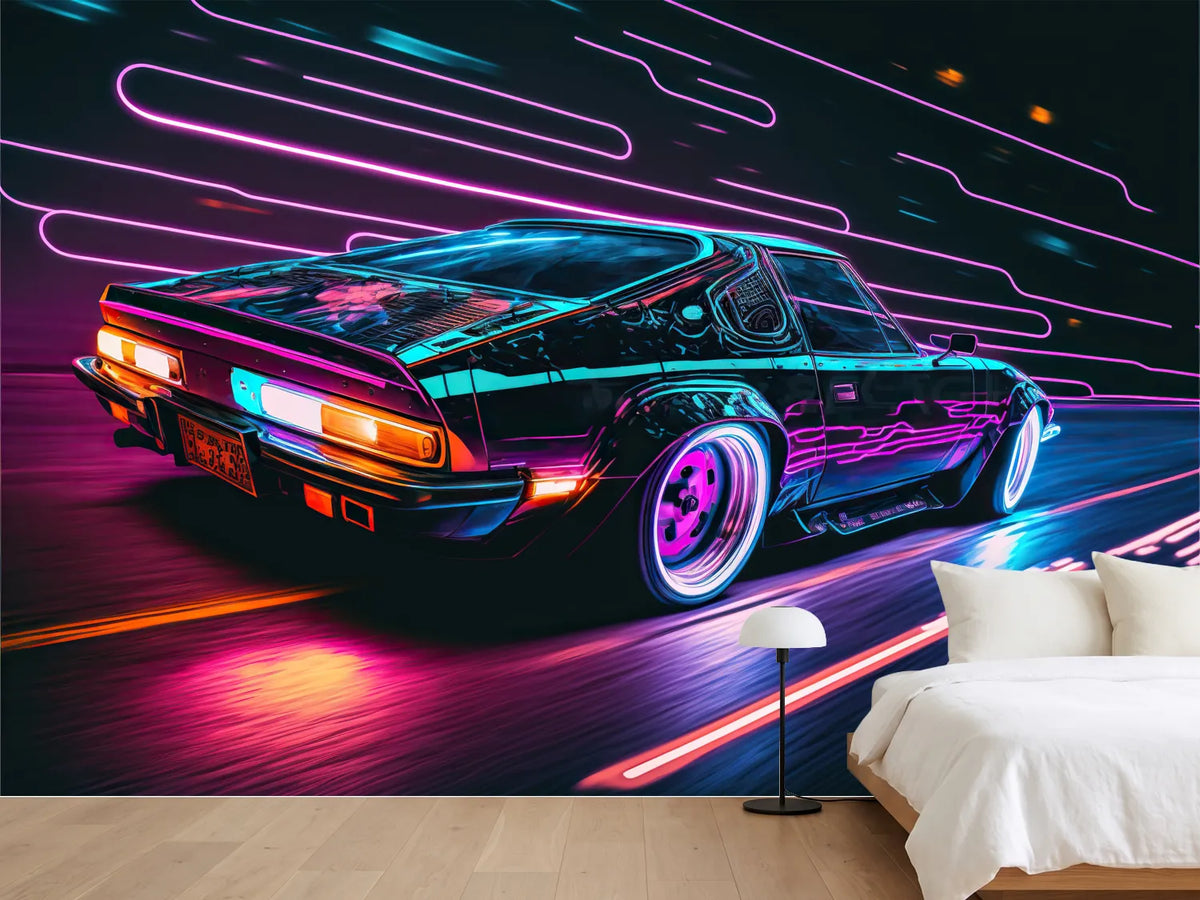 photo-wallpaper-sports-car-in-neon-glow-with-light-trails-on-a-night-road