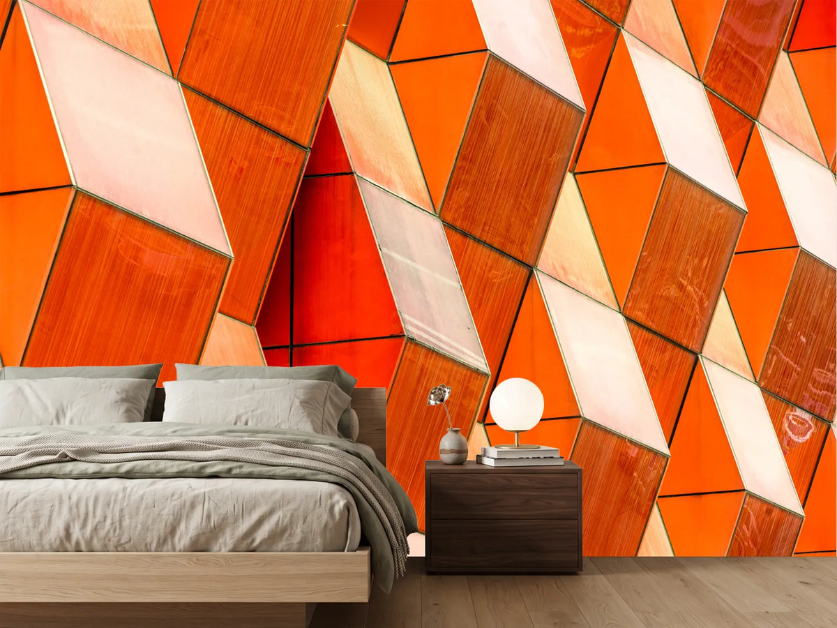 photo-wallpaper-orange-diamond-panels-forming-a-geometric-facade-pattern