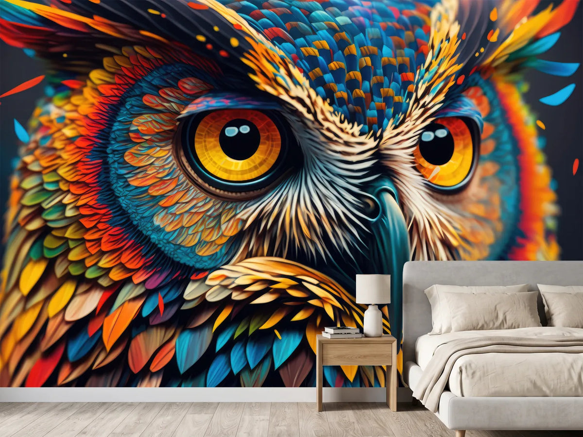 photo-wallpaper-abstract-animal-owl-portrait-with-colorful-double-exposure-paint-with-generative-ai-3