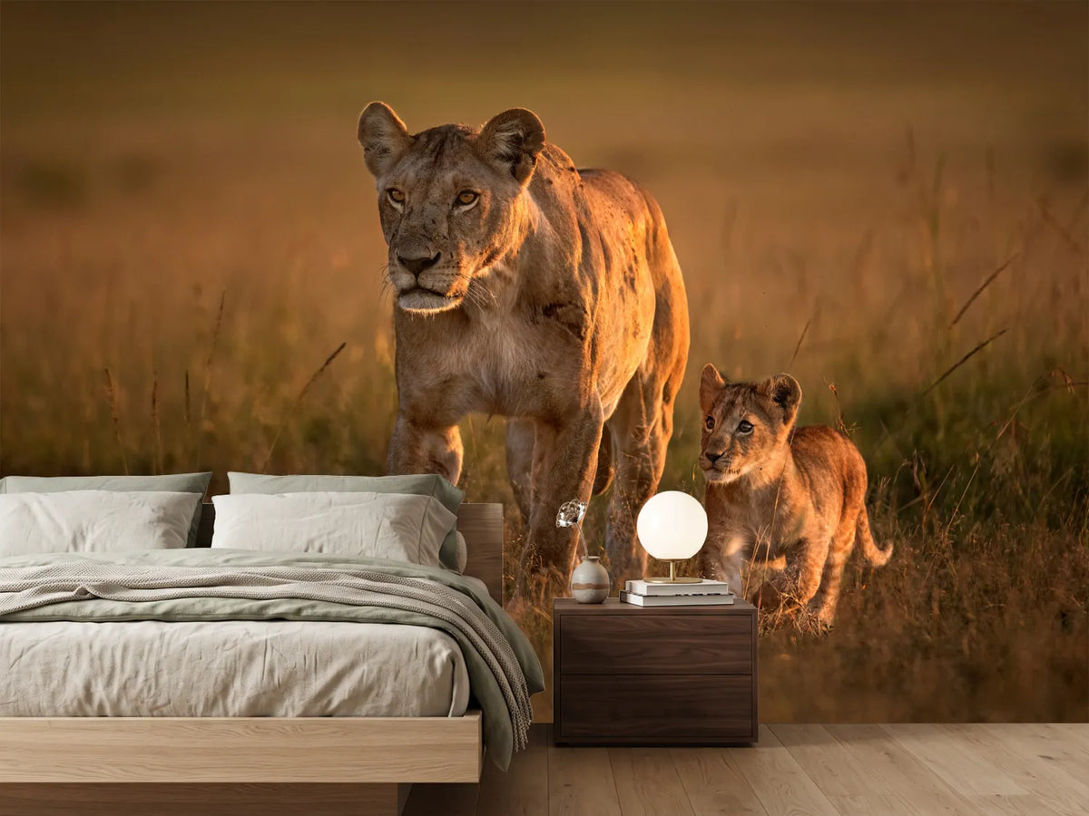 photo-wallpaper-mom-lioness-with-cub-x