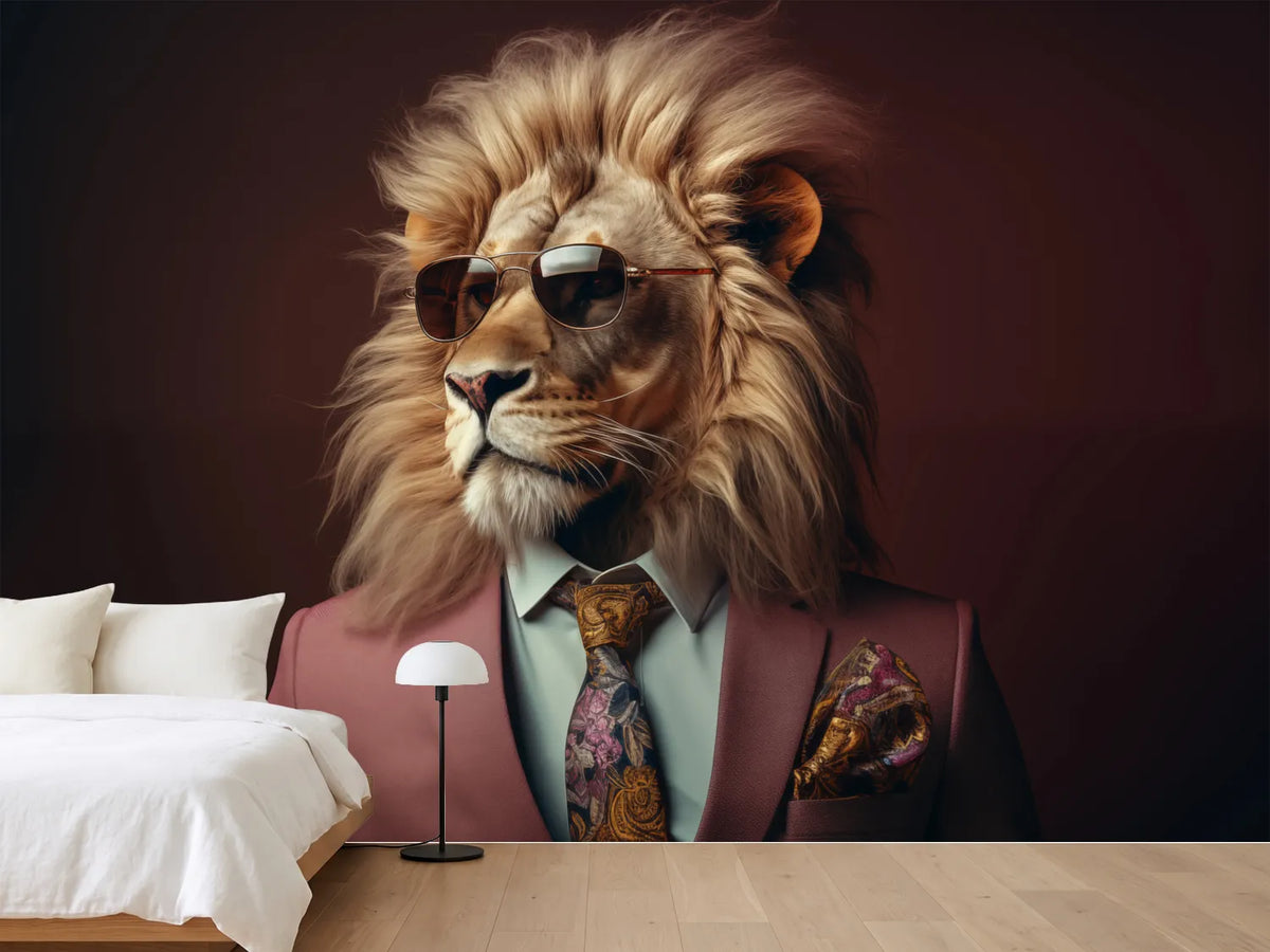 photo-wallpaper-lion-in-a-rose-pink-suit-with-aviator-sunglasses