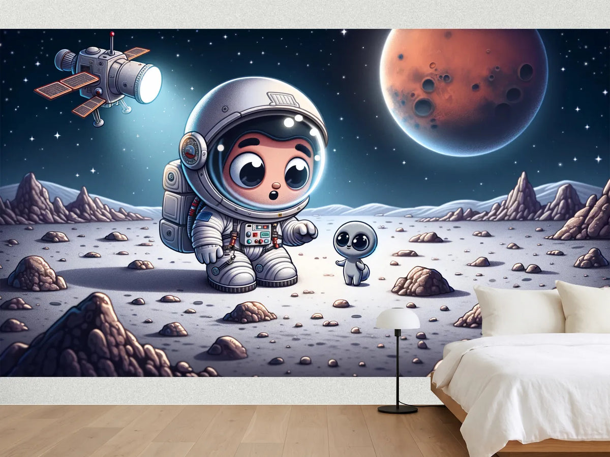 photo-wallpaper-astronaut-meets-a-tiny-alien-on-the-dusty-lunar-plain