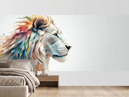 photo-wallpaper-lion-in-profile-with-a-mane-of-flowing-rainbow-colours