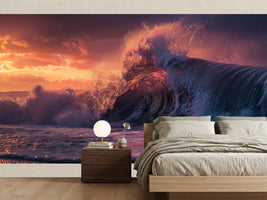 photo-wallpaper-sunset-wave-crashing-on-the-coast