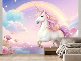 photo-wallpaper-white-unicorn-with-a-rainbow-above-pastel-clouds