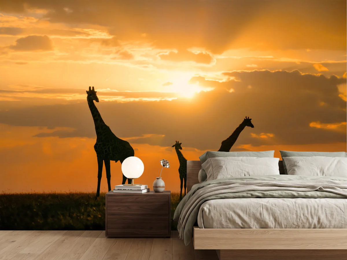 photo-wallpaper-safari-sunset-giraffes
