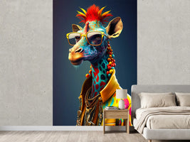 photo-wallpaper-cartoon-colorful-giraffe-with-sunglasses-created-with-generative-ai