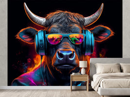 photo-wallpaper-music-dj-bull-with-sunglasses-and-headphones-generative-ai