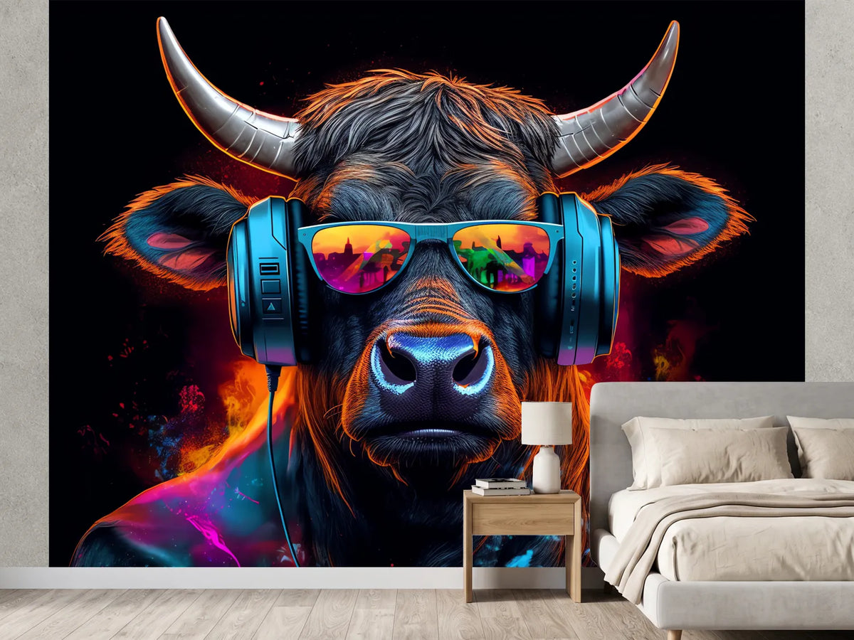 photo-wallpaper-music-dj-bull-with-sunglasses-and-headphones-generative-ai