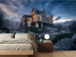 photo-wallpaper-enchanted-castle-lake-swans
