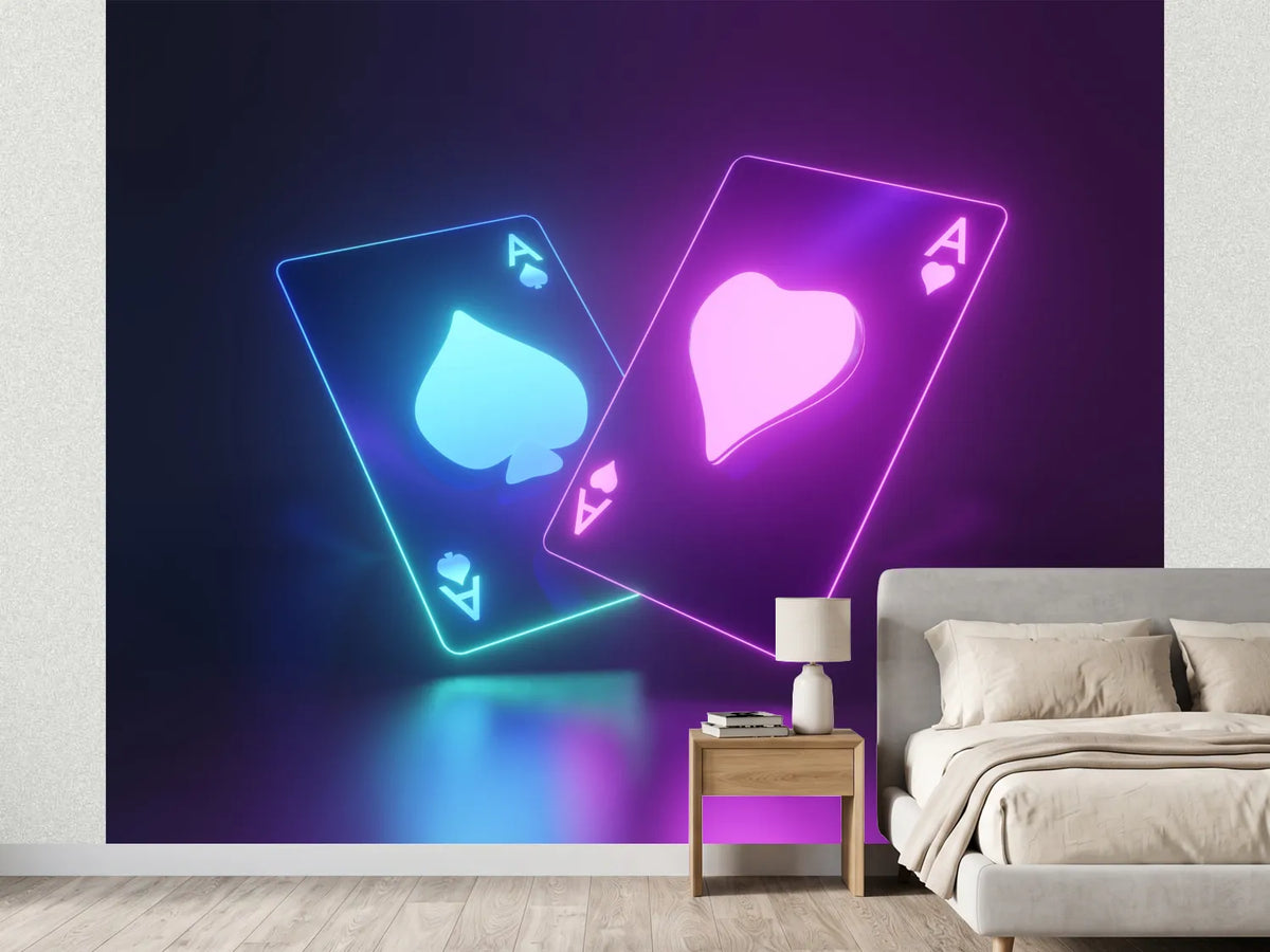 photo-wallpaper-two-ace-cards-glowing-in-turquoise-and-pink-neon-light