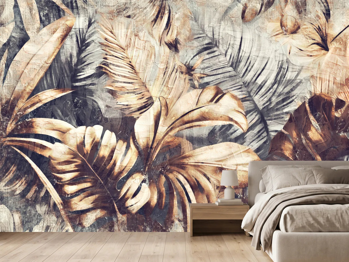 photo-wallpaper-vintage-tropical-leaves