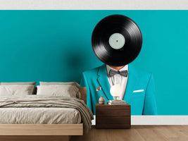 photo-wallpaper-vinyl-record-for-a-head-man-in-a-turquoise-suit-and-bow-tie