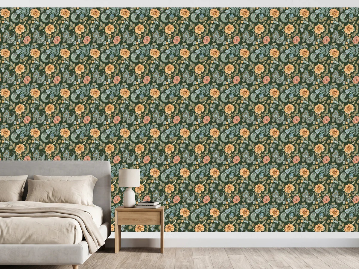 photo-wallpaper-dark-vintage-floral-pattern