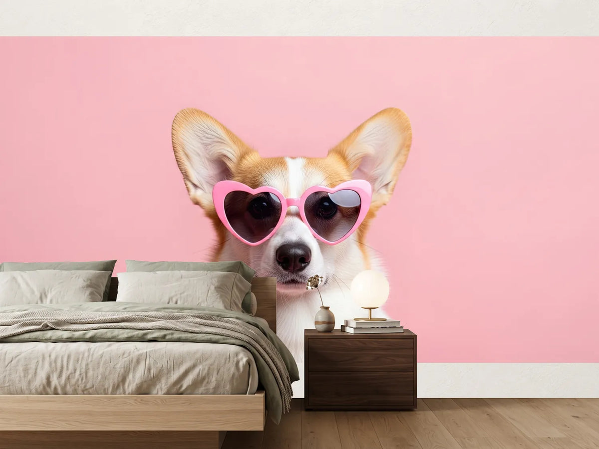 photo-wallpaper-adorable-corgi-wearing-pink-heart-shaped-sunglasses-on-pastel-background