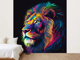 photo-wallpaper-lion-portrait-in-rainbow-colors-generative-ai