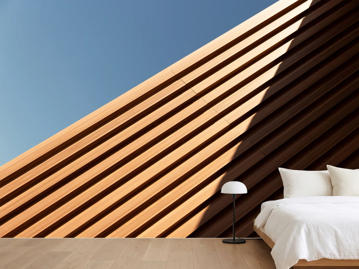 photo-wallpaper-diagonal-timber-slats-against-a-blue-sky-with-a-sharp-shadow-line
