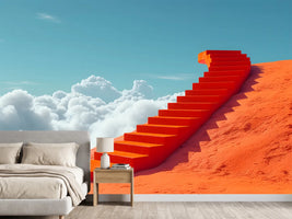 photo-wallpaper-orange-staircase-climbing-a-red-hill-above-the-clouds