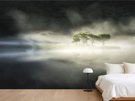 photo-wallpaper-misty-island-trees-reflection
