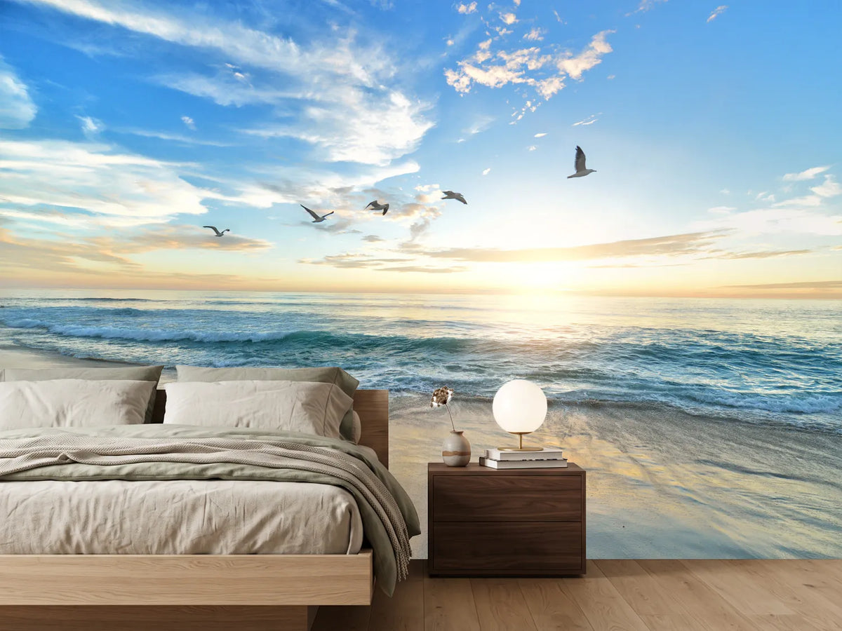 photo-wallpaper-the-seagulls-and-the-sea-at-sunrise
