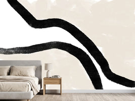 photo-wallpaper-black-curves-on-a-textured-beige-background