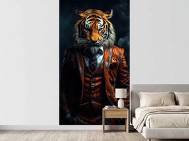 photo-wallpaper-tiger-in-an-orange-three-piece-suit-against-dark-smoke