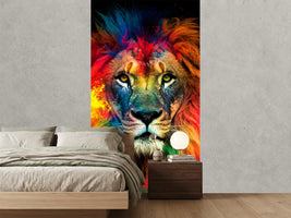 photo-wallpaper-vibrant-lion-portrait-with-colorful-mane