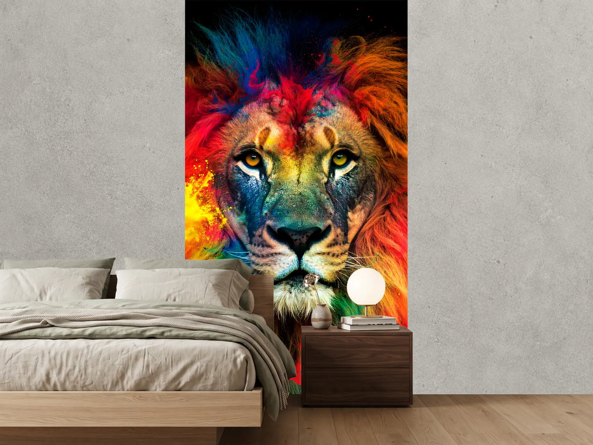photo-wallpaper-vibrant-lion-portrait-with-colorful-mane