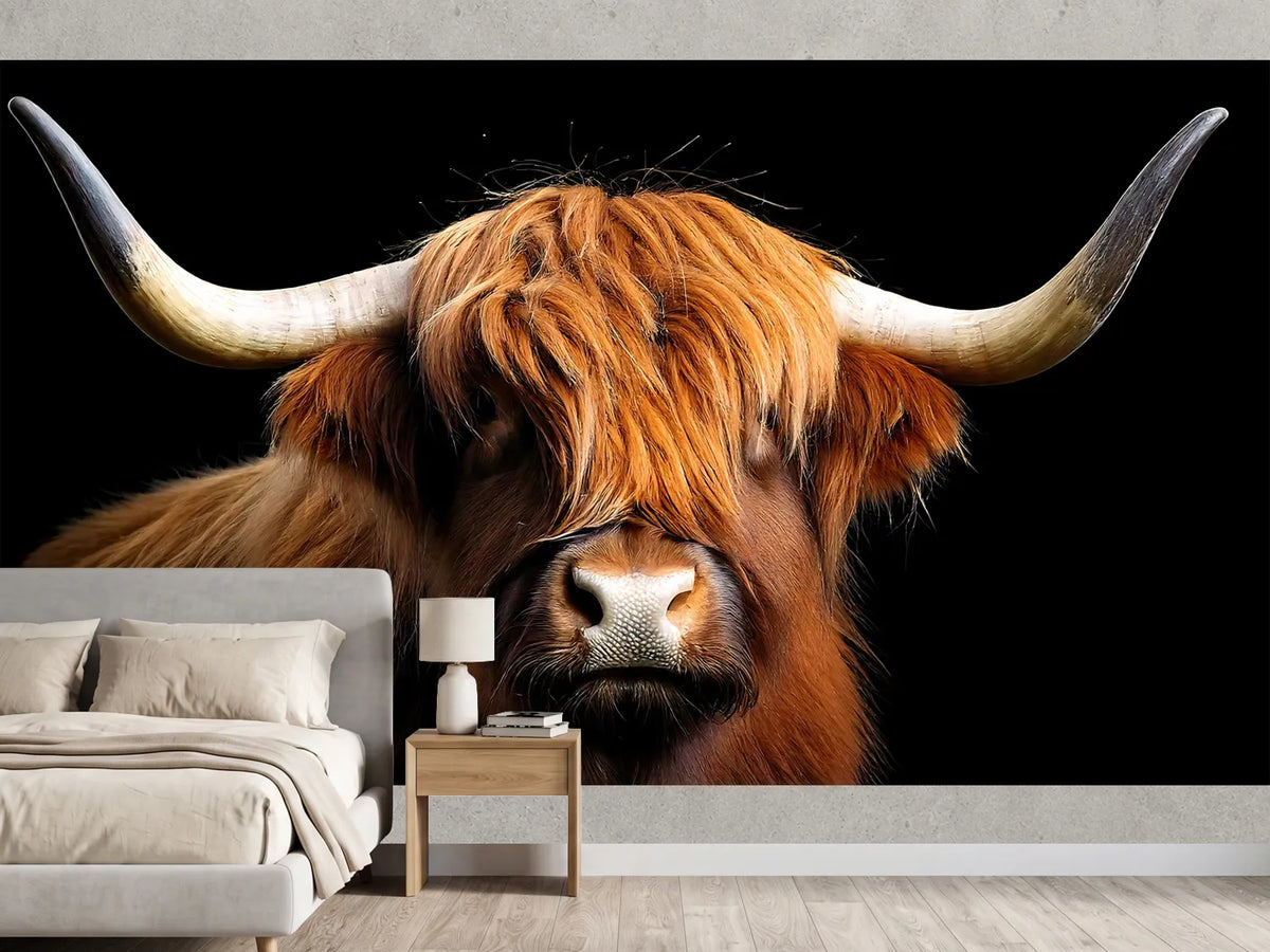 photo-wallpaper-highland-cow-with-sweeping-horns-against-deep-black