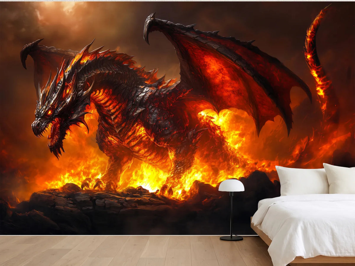 photo-wallpaper-giant-fire-dragon-spreading-its-wings-over-lava-and-fire