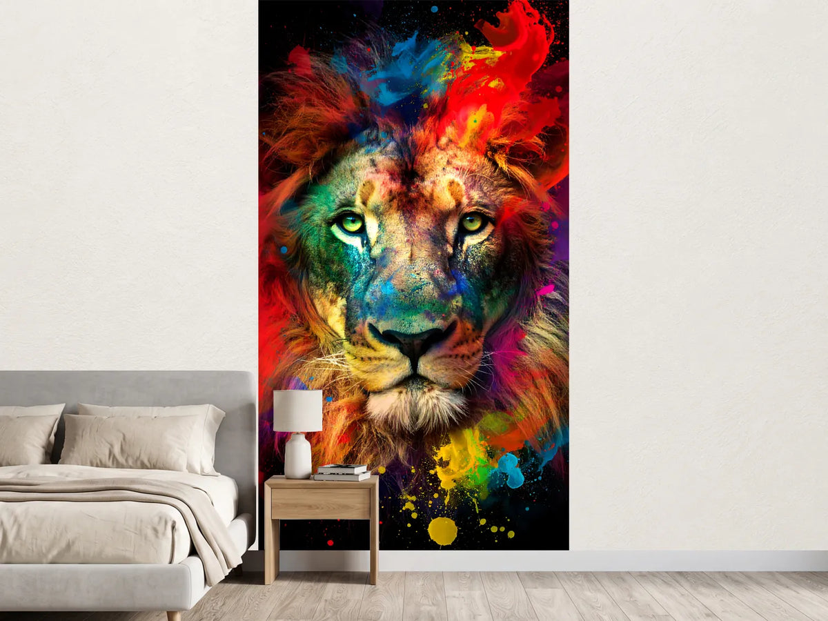 photo-wallpaper-vibrant-lion-portrait-with-colorful-splashes