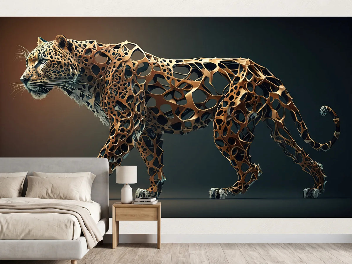 photo-wallpaper-prowling-leopard-formed-from-golden-lattice-against-deep-shadow