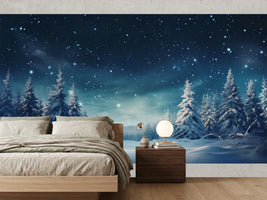 photo-wallpaper-winter-night-landscape-snowy-forest-and-fir-branches