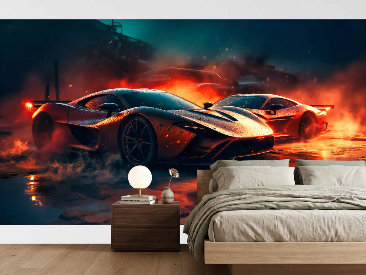 photo-wallpaper-fast-sport-cars-on-the-edge-of-fire-wallpapers