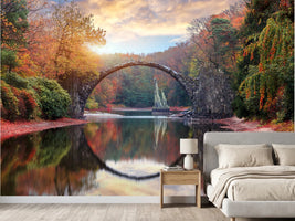photo-wallpaper-stone-arch-bridge-mirrored-in-an-autumn-forest-lake