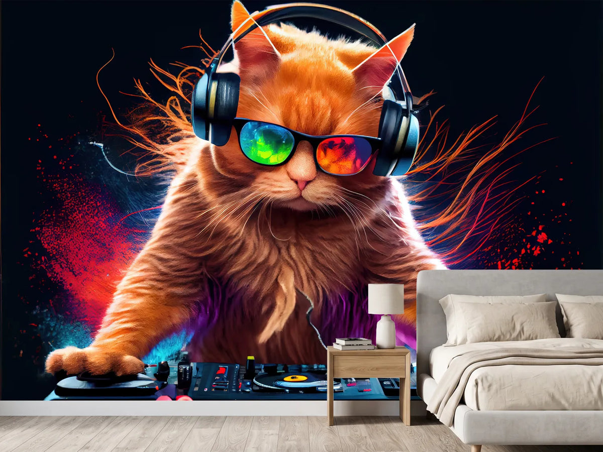 photo-wallpaper-ginger-dj-cat-with-sunglasses-and-headphones-playing-music-generative-ai